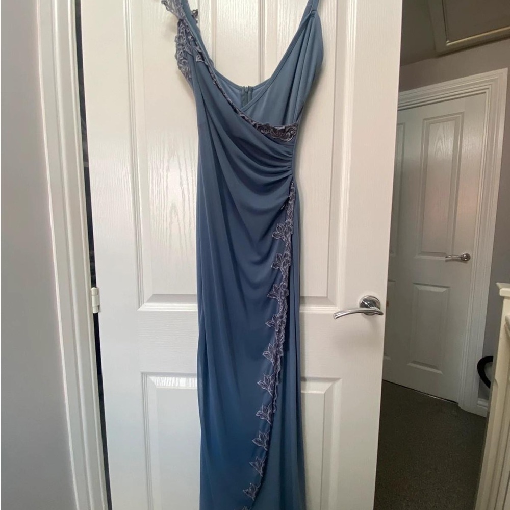 Chic One Shoulder Blue Dress